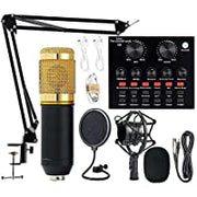 WINNER BM-800 Podcast Condenser Microphone Bundle with v8 Sound Card/Condenser Studio Microphone for Laptop Computer Vlog Living Broadcast Live Streaming YouTube TikTok Gamer-Flash Zone Electronics فلاش زون للالكترونيات